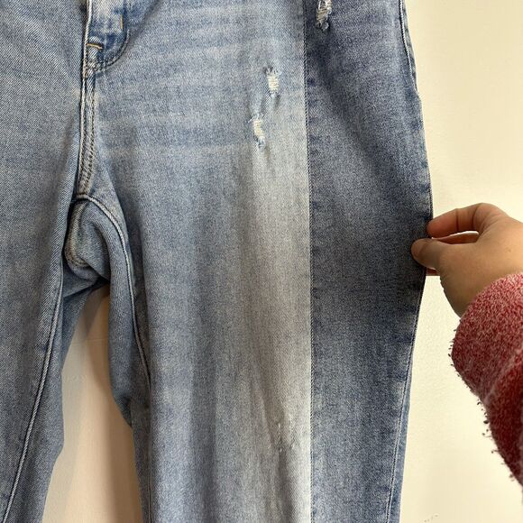 Lane Bryant High Rise Straight Crop Jeans Size 16 Patchwork Half Raw Hem - Picture 3 of 11